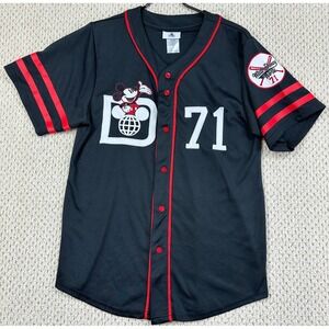 Walt Disney World Baseball Jersey Size S Black Mickey Mouse Button Front Shirt